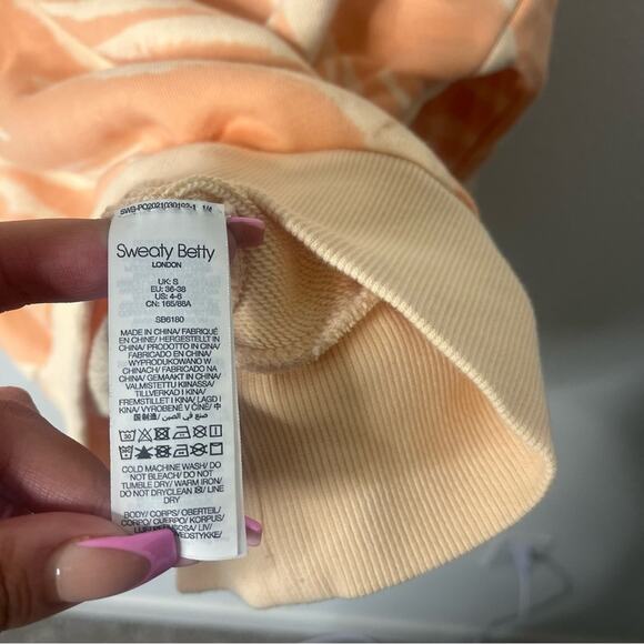 Sweaty Betty London Essentials Sweatshirt Orange Peach Tie Dye Printed Womens S - Picture 5 of 6